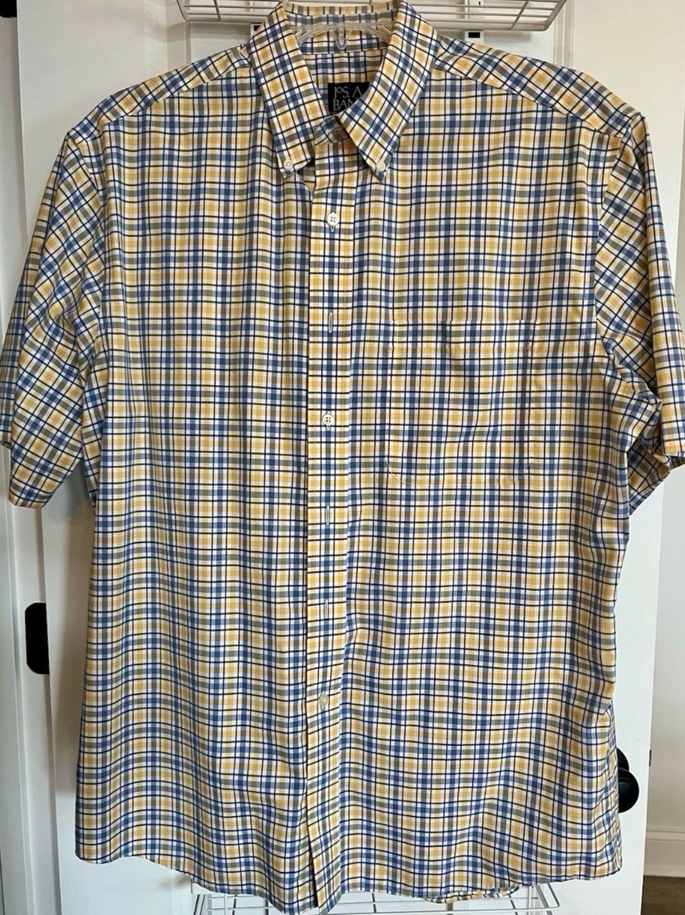 Jos A. Bank Men’s Yellow & Blue Plaid Button-Down Shirt
